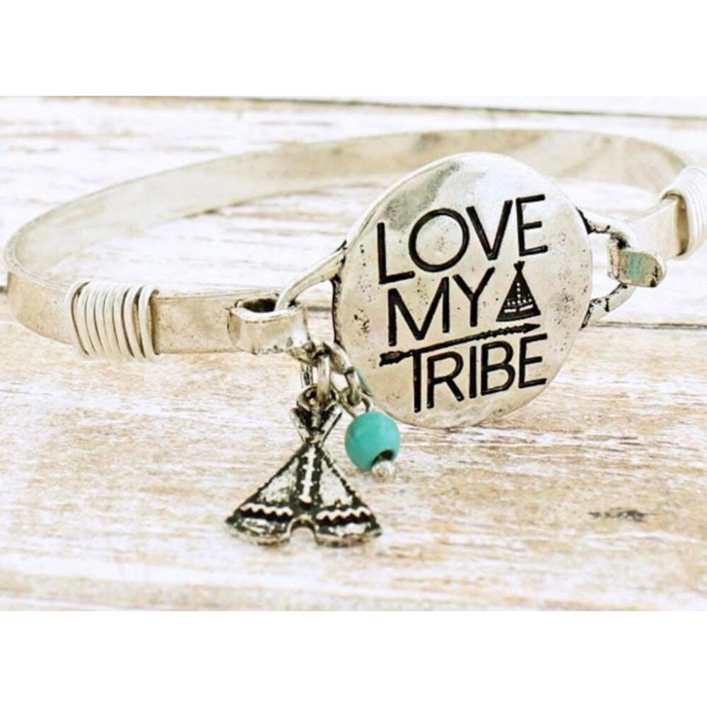 New Womens Boutique Love My Tribe Family Mom Silver Hook Bracelet
